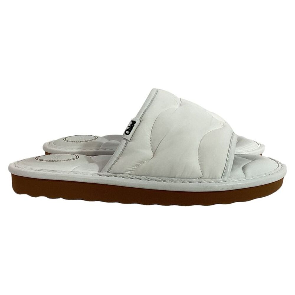 Chloรฉ Maxie Slip-on Flat Sandals in White Nylon